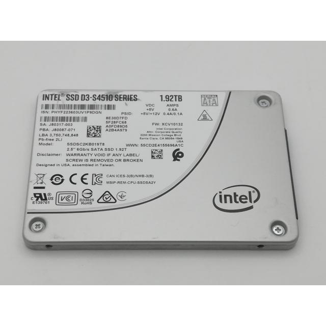 中古】Intel SSD D3-S4510 シリーズ SSDSC2KB019T8 1.9TB/SSD