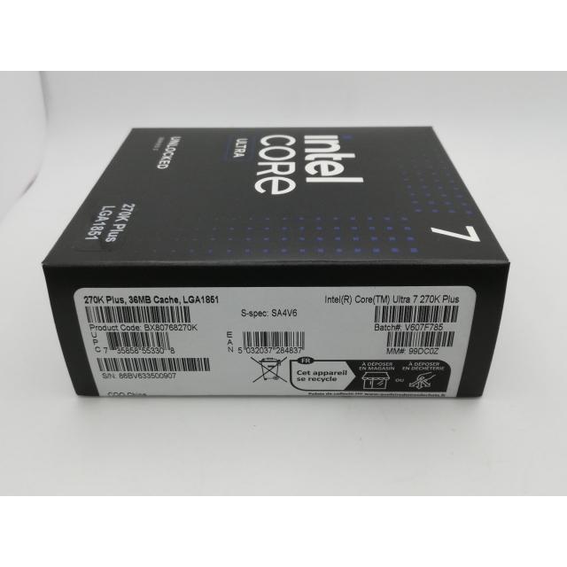 未使用】Intel Core Ultra 7 270K Plus (3.7GHz) Box LGA1851/24C(P:8C