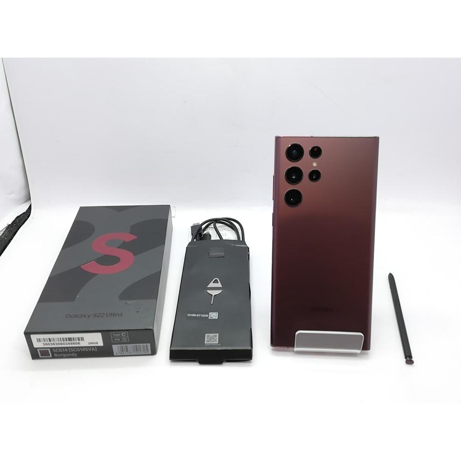 中古】SAMSUNG au 【SIMフリー】 Galaxy S22 Ultra バーガンディ 12GB