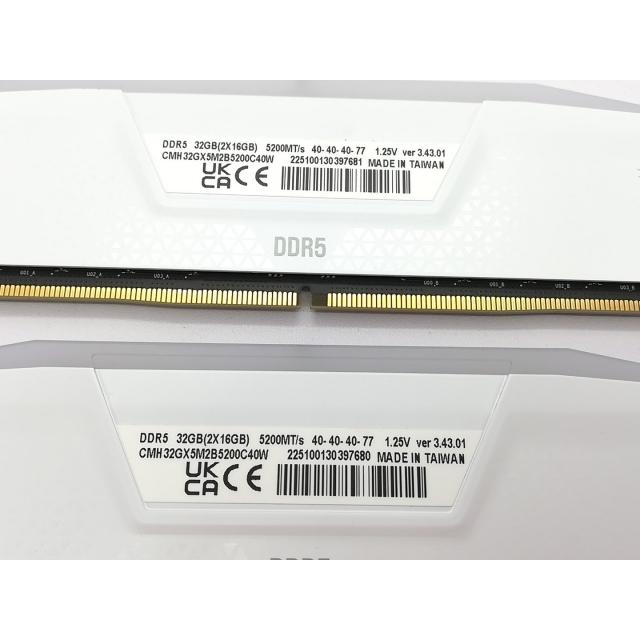 中古】DDR5 16GB 2枚組（合計32GB） DDR5-5200(PC5-41600