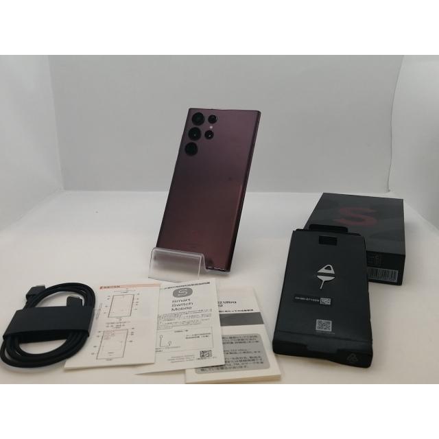 中古】SAMSUNG au 【SIMフリー】 Galaxy S22 Ultra バーガンディ 12GB