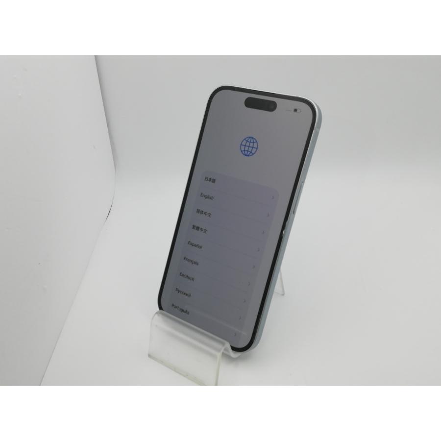 【中古】Apple au 【SIMフリー】 iPhone 15 128GB ブルー MTML3J/A【新橋烏森通り】保証期間１ヶ月【ランクA】の画像