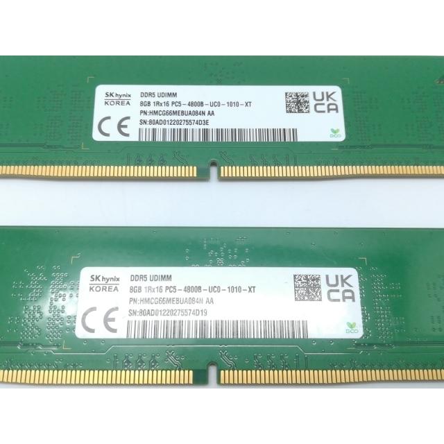 中古】DDR5 8GB 2枚組（合計16GB） DDR5-4800(PC5-38400