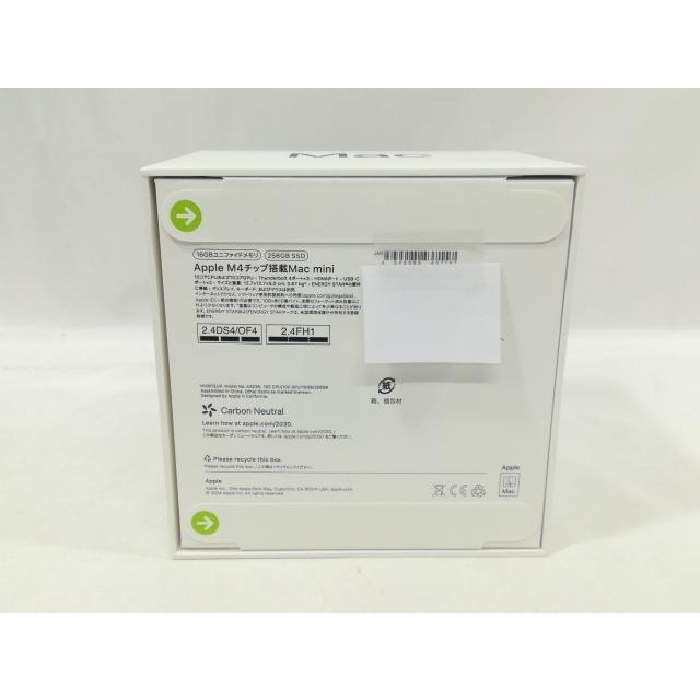 未使用】Apple Mac mini M4(CPU:10C/GPU:10C) 16GB/256GB シルバー