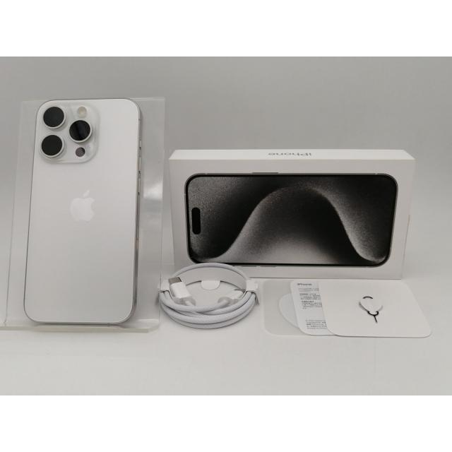 【中古】Apple docomo 【SIMフリー】 iPhone 15 Pro 256GB ホワイトチタニウム MTUD3J/A【なんば】保証期間１ヶ月【ランクA】の画像