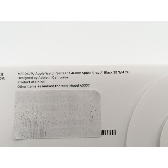 【中古】Apple Watch Series11 46mm Cellular スペースグレイアルミニウムケース/ブラックスポーツバンド (S/M) MFC94J/A【小倉駅前】保証期間１ヶ月【ランクA】の画像