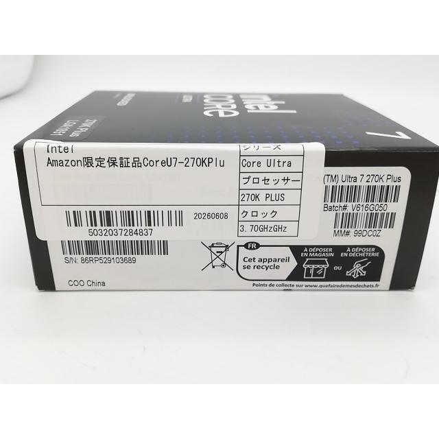 未使用】Intel Core Ultra 7 270K Plus (3.7GHz) Box LGA1851/24C(P:8C