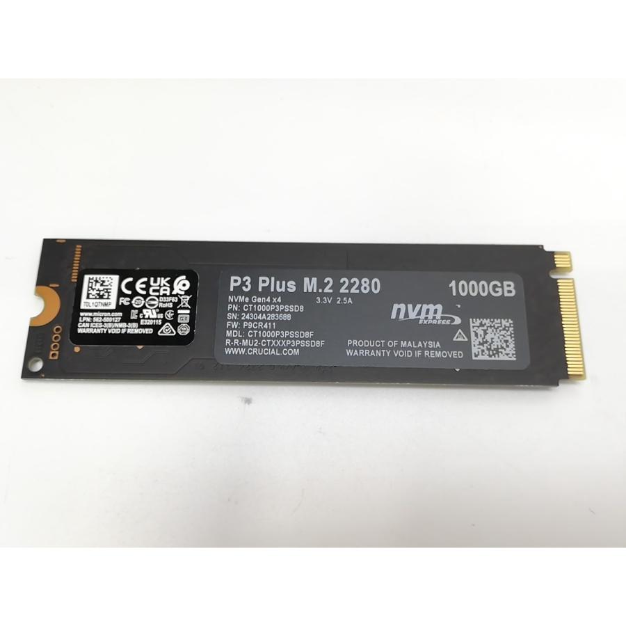 中古】Crucial P3 Plus(CT1000P3PSSD8) 1TB/M.2 2280(PCIe4.0 NVMe