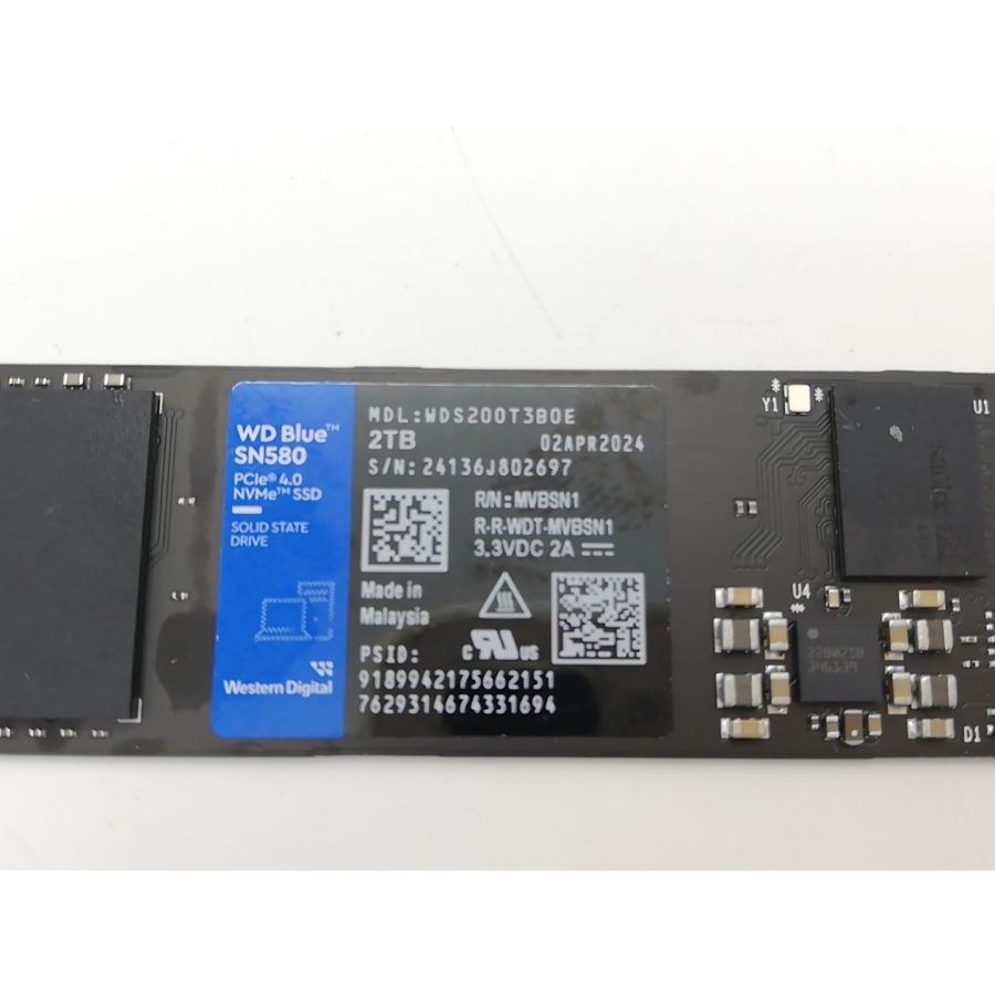 Western Digital WD Blue SN580 2TB SSD 中古 中古】W.D. WD Blue SN580 NVMe WDS200T3B0E 2TB/M.2 2280(PCIe4.0