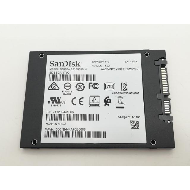 中古品　SunDisk SSD PLUS　1TB 中古】SanDisk SSD PLUS(SDSSDA-1T00-J26) 1TB/SSD/6GbpsSATA【川崎