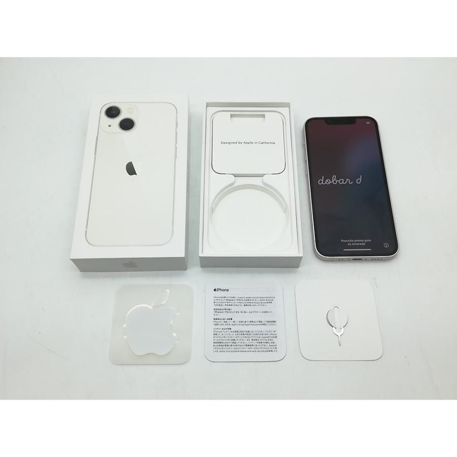 【中古】Apple au 【SIMフリー】 iPhone 13 mini 128GB スターライト MLJE3J/A【柏】保証期間１週間【ランクC】の画像