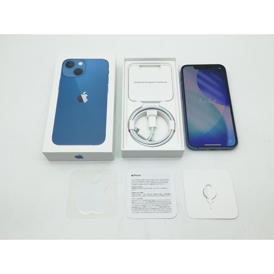 【中古】Apple au 【SIMフリー】 iPhone 13 mini 256GB ブルー MLJN3J/A【柏】保証期間１ヶ月【ランクA】の画像
