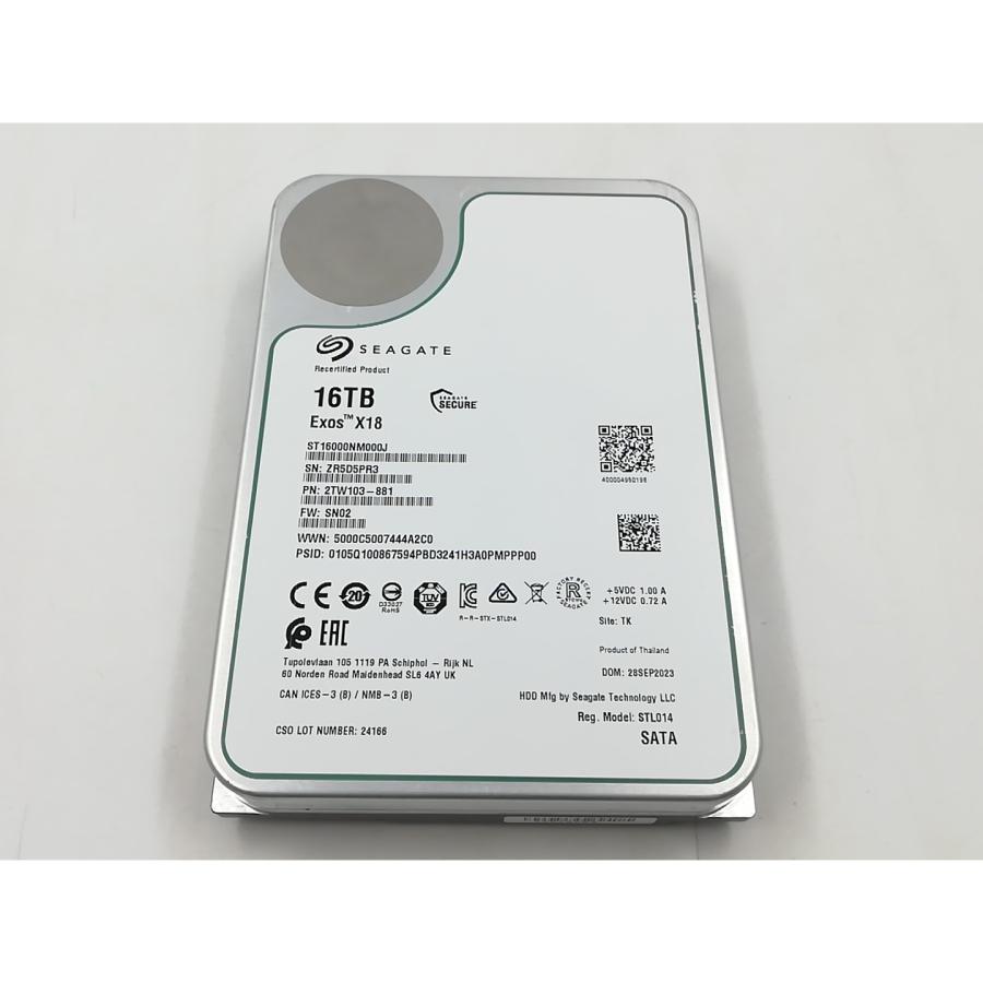 中古】Seagate ST16000NM000J 16TB/7200rpm/256MB/6Gbps【千葉】保証