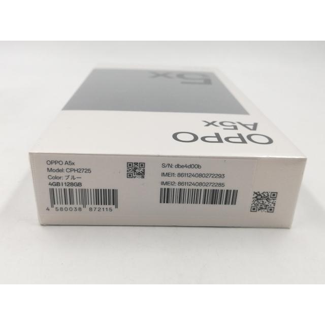 未使用】Oppo 国内版 【SIMフリー】 OPPO A5x 4GB 128GB ブルー【千葉