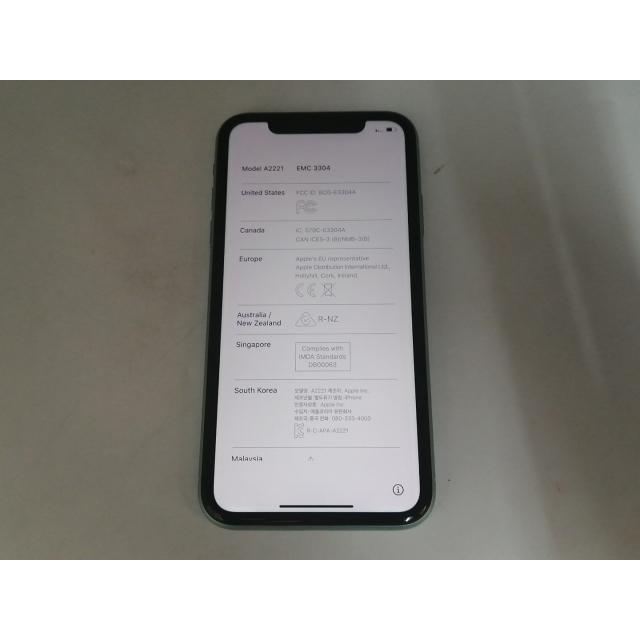 中古】Apple 国内版 【SIMフリー】 iPhone 11 128GB グリーン MHDN3J/A
