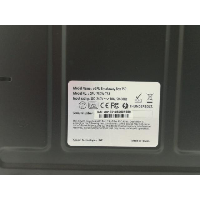 中古】SONNET eGPU Breakaway Box 750 GPU-750W-TB3 【eGPUBox