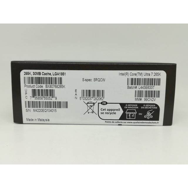 未使用】Intel Core Ultra 7 265K(3.9GHz) Box LGA1851/20C(P:8C/E:12C