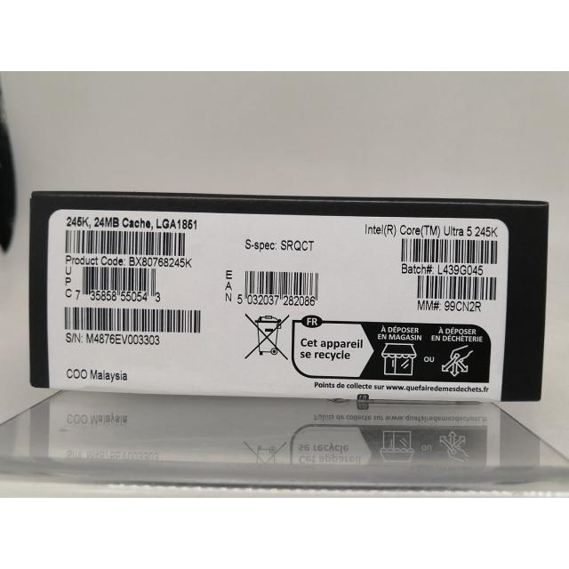 未使用】Intel Core Ultra 5 245K(4.2GHz) Box LGA1851/14C(P:6C/E:8C