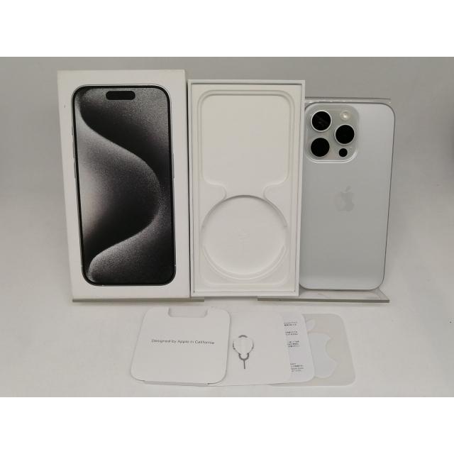 【中古】Apple SoftBank 【SIMフリー】 iPhone 15 Pro 128GB ホワイトチタニウム MTU83J/A【京都】保証期間１ヶ月【ランクA】の画像