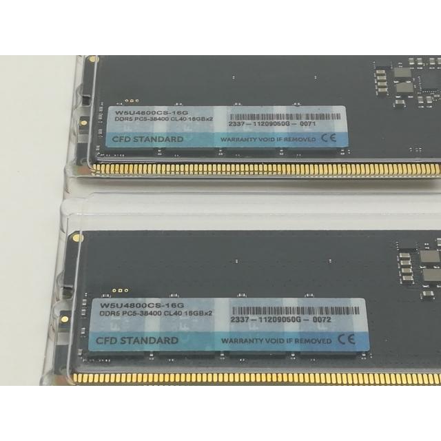 【新品未開封】DDR5-4800 32GB 16GB×2 未使用】DDR5 16GB 2枚組（合計32GB） DDR5-4800(PC5-38400