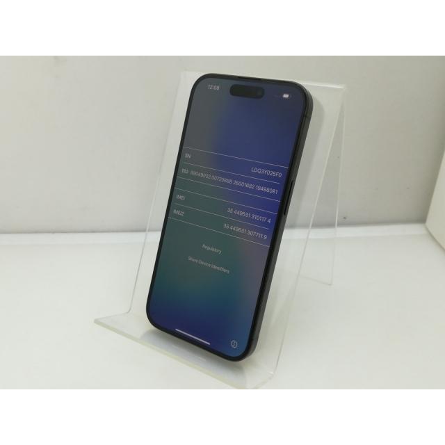 【中古】Apple SoftBank 【SIMフリー】 iPhone 15 Pro 256GB ブラックチタニウム MTUC3J/A【大須】保証期間１ヶ月【ランクC】の画像