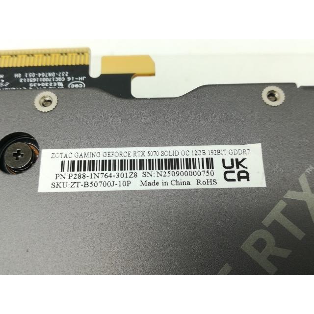ZOTAC GeForceRTX5070 SOLID OC 12GB【中古】 中古】ZOTAC GAMING GeForce RTX 5070 SOLID OC ZT-B50700J-10P