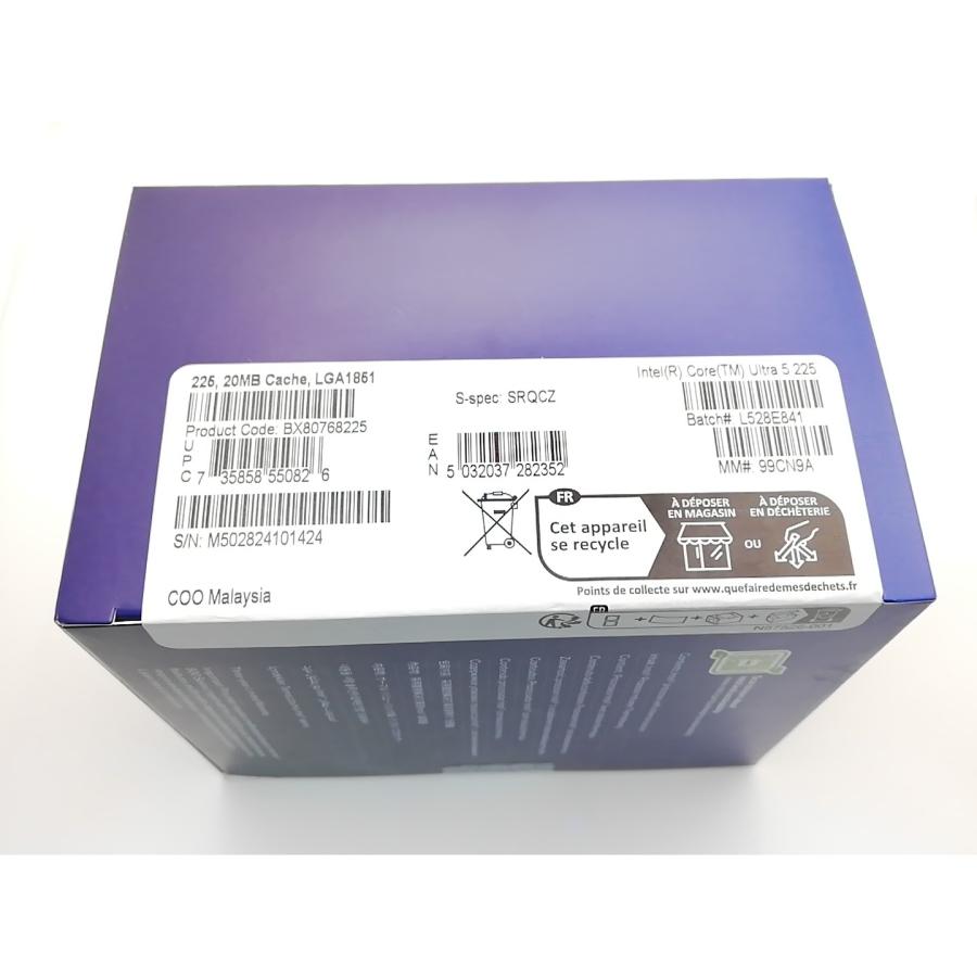 未使用】Intel Core Ultra 5 225 (3.3GHz) Box LGA1851/10C(P:6C/E:4C