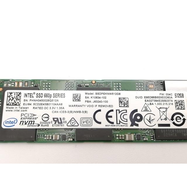 中古】Intel SSD 660p SSDPEKNW512G8XT 512GB/M.2 2280(PCIe3.0 NVMe