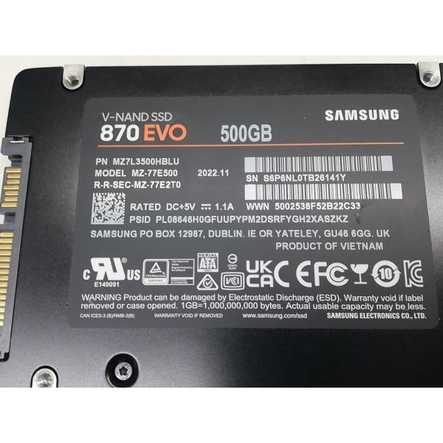 中古】SAMSUNG 870 EVO（MZ-77E500B/IT） 500GB/SSD/6GbpsSATA/TLC