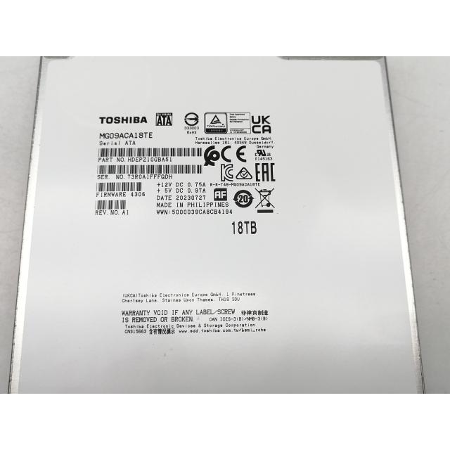 【中古】TOSHIBA MG09ACA18TE 18TB/7200rpm/512MB/6Gbps【高崎モントレー】保証期間１週間｜janpara｜04