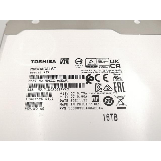 中古】TOSHIBA MN08ACA16T 16TB/7200rpm/512MB/6Gbps【ECセンター