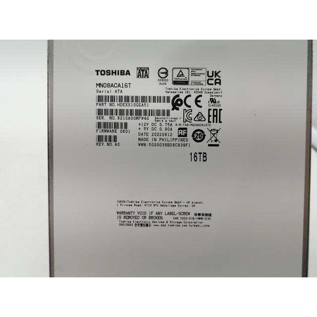 中古】TOSHIBA MN08ACA16T 16TB/7200rpm/512MB/6Gbps【高崎 中古】TOSHIBA MN08ACA16T 16TB/7200rpm/512MB/6Gbps【高崎