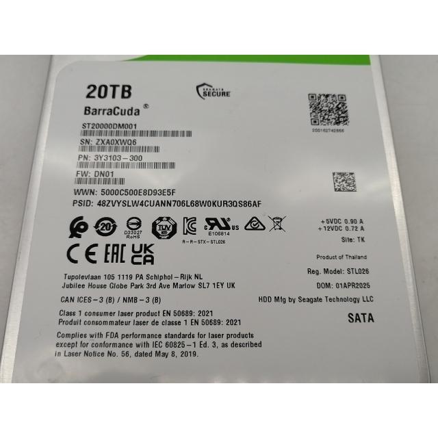 中古】Seagate ST20000DM001 BarraCuda 20TB/512MB/7200rpm/6Gbps