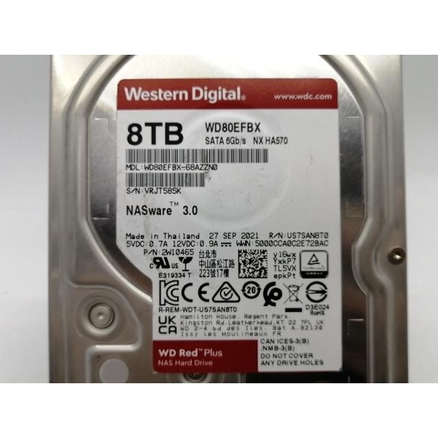 中古】W.D. WD80EFBX WD Red Plus 8TB/7200rpm/256MB/6Gbps【秋葉2号