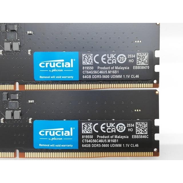 動作確認済み DDR5 5600 64GB DDR5 PC5-44800 @ 中古】DDR5 64GB 2枚組（合計128GB） DDR5-5600(PC5-44800