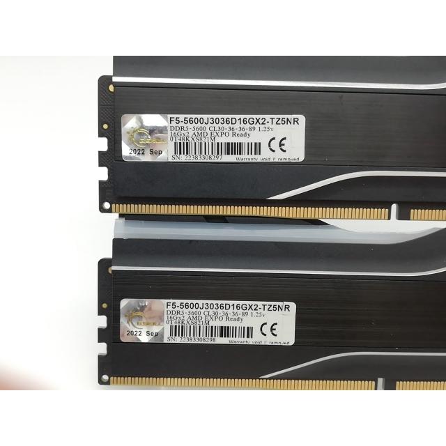 中古】DDR5 16GB 2枚組（合計32GB） DDR5-5600(PC5-44800
