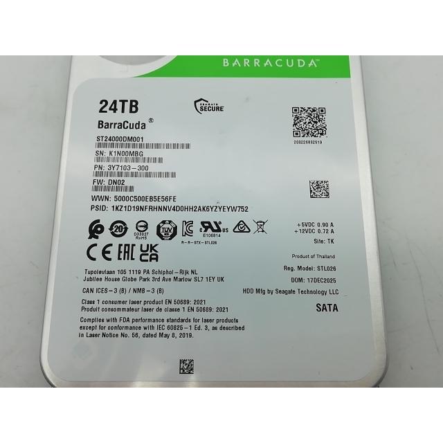 Seagate BarraCuda 24TB HDD 7200RPM新品未開封 中古】Seagate ST24000DM001 BarraCuda 24TB/512MB/7200rpm/6Gbps