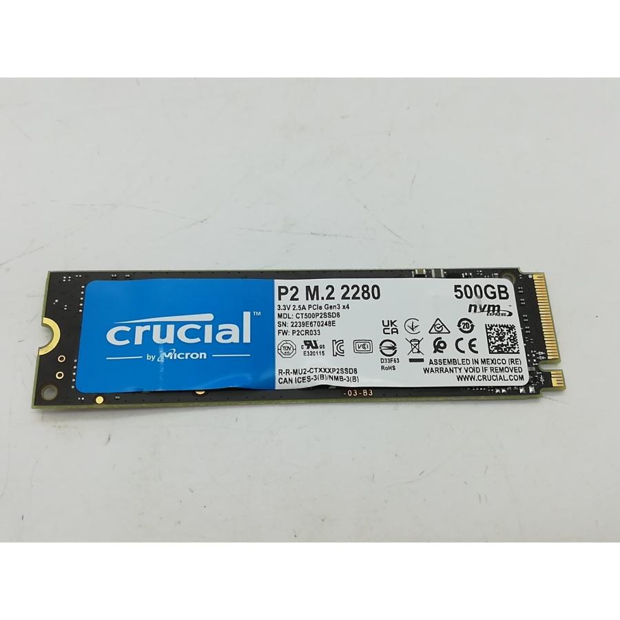 中古】Crucial P2(CT500P2SSD8JP) 500GB/M.2 2280(PCIe3.0 NVMe)/QLC
