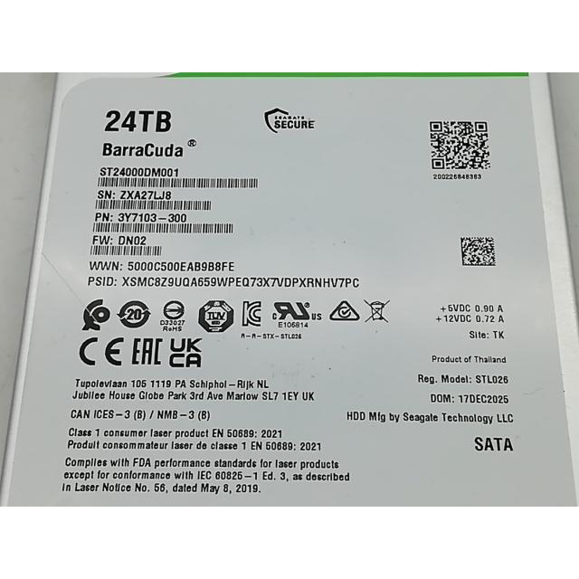 中古】Seagate ST24000DM001 BarraCuda 24TB/512MB/7200rpm/6Gbps
