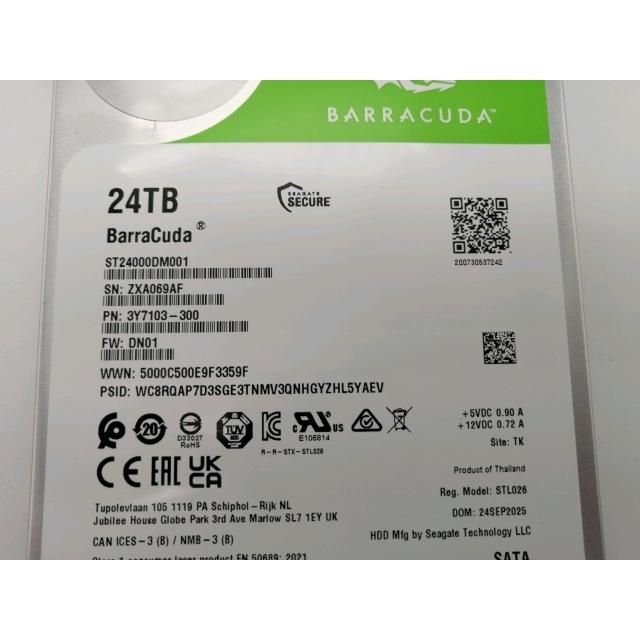 中古】Seagate ST24000DM001 BarraCuda 24TB/512MB/7200rpm/6Gbps