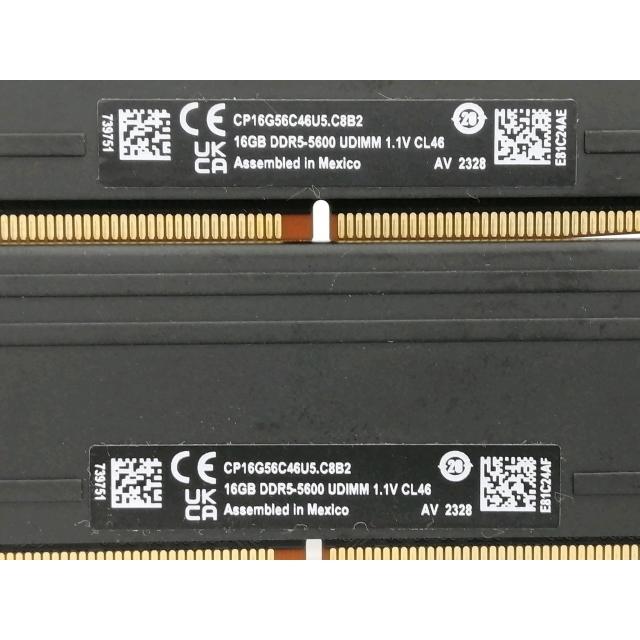 中古】DDR5 16GB 2枚組（合計32GB） DDR5-5600(PC5-44800