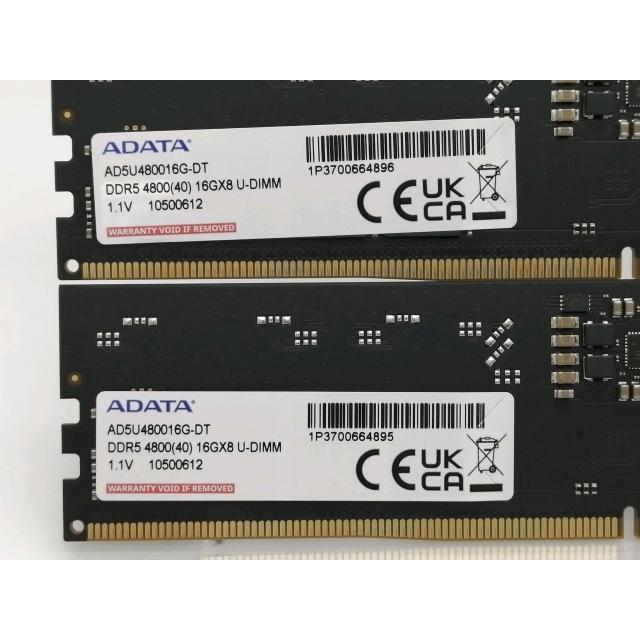 中古 ADATA DDR5-4800 32GB（16GB×2枚） 中古】DDR5 16GB 2枚組（合計32GB） DDR5-4800(PC5-38400