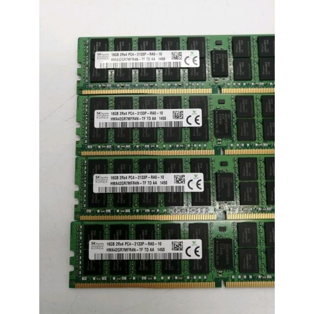 中古】DDR4 16GB 4本セット 計64GB PC4-17000(DDR4-2133) Registered