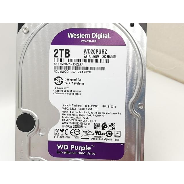 中古】W.D. WD20PURZ WD Purple 2TB/IntelliPower/64MB/6Gbps【秋葉4号