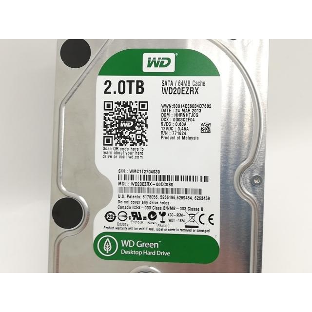 中古】W.D. WD20EZRX WD Green 2TB/回転数可変/64MB/6Gbps【秋葉4号