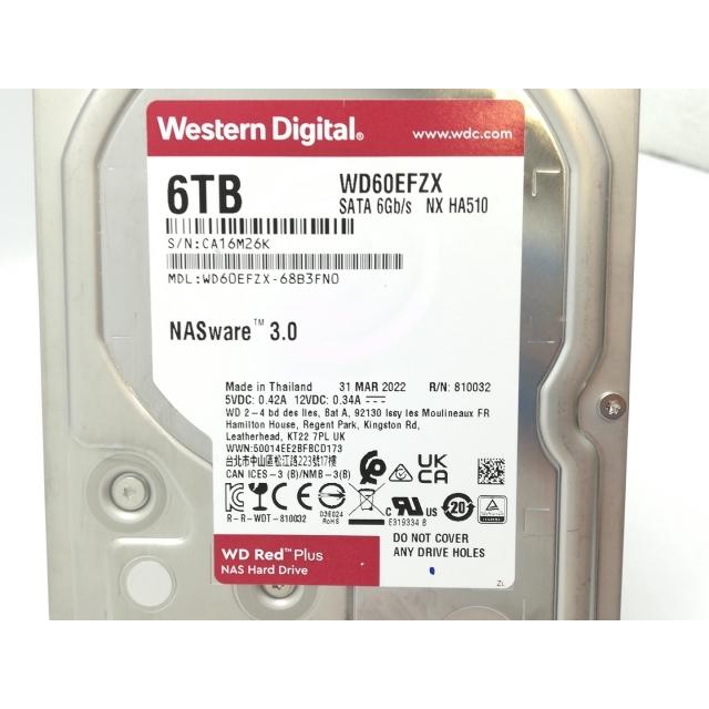 中古】W.D. WD60EFZX WD Red Plus 6TB/5640rpm/128MB/6Gbps【秋葉4号