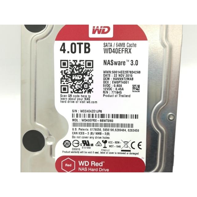 【中古】WD Red WD40EFRX SATA3.0 5400rpm 64MB 中古】W.D. WD40EFRX WD Red 4TB/5400rpm/64MB/6Gbps【秋葉4号】保証