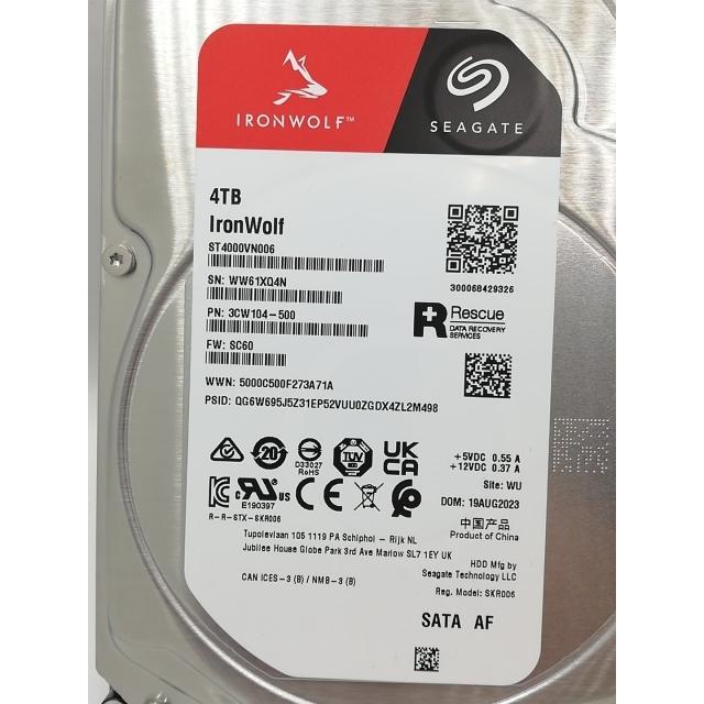 中古】Seagate ST4000VN006 IronWolf 4TB/5400rpm/256MB/6Gbps【秋葉4