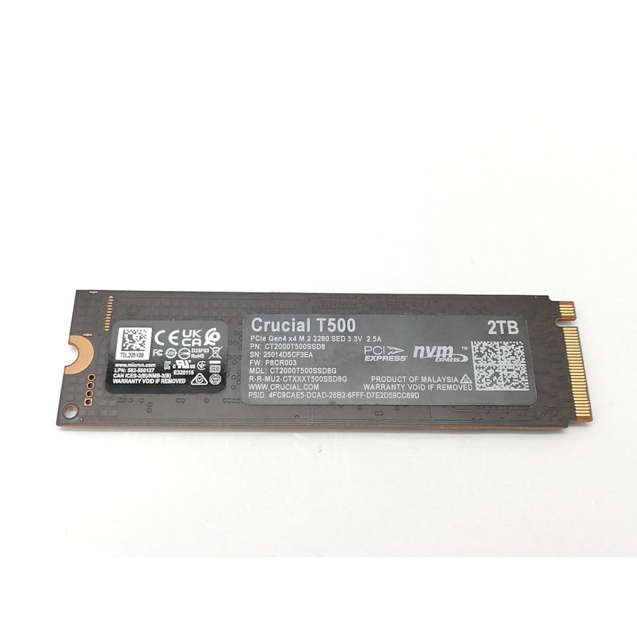 中古】Crucial T500 CT2000T500SSD8JP 2TB/M.2 2280 (PCIe4.0 NVMe