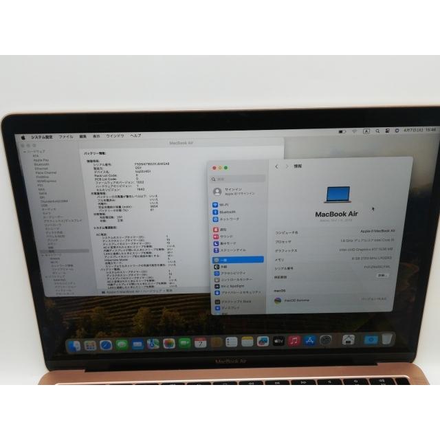 【中古】Apple MacBook Air 13インチ Corei5:1.6GHz 128GB Touch ID搭載モデル ゴールド MVFM2J/A (Mid 2019)【京都】保証期間１ヶ月【ランクC】の画像